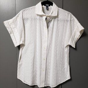 NWT Chaps Petite Eyelet 100% Cotton Shirt
